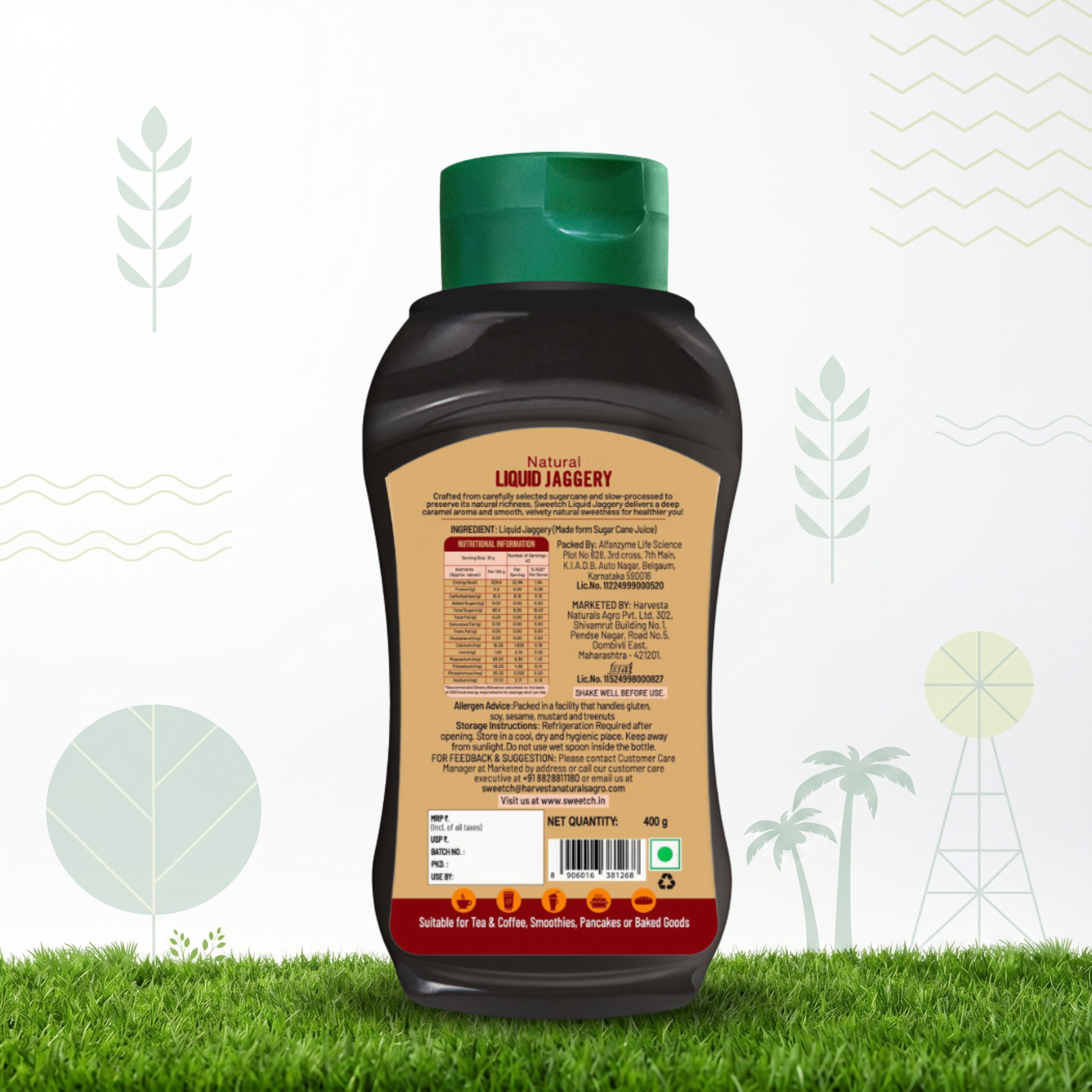 Sweetch Natural Liquid Jaggery Squeeze Bottle 400GM