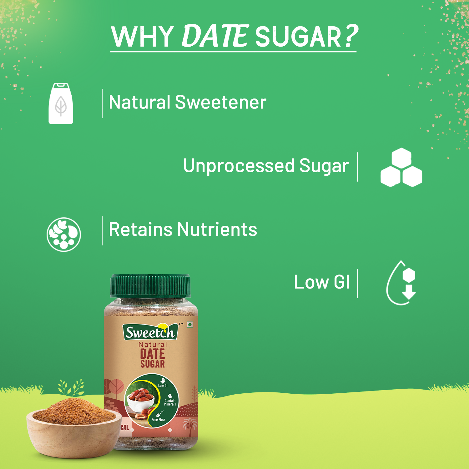Sweetch Natural Date Sugar 350 GM Jar