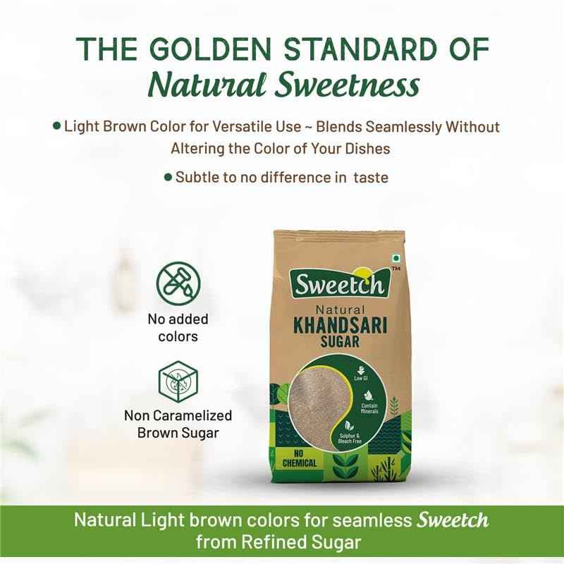 Sweetch Natural Khandsari Sugar (Raw cane Sugar) 1 KG