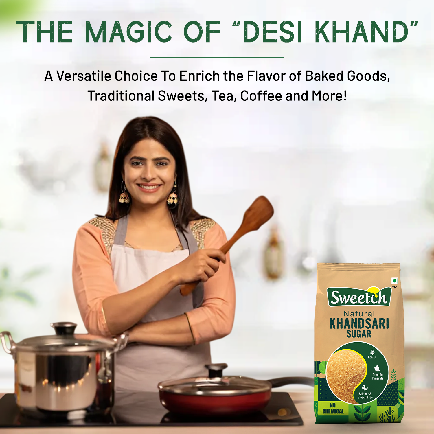 Sweetch Natural Khandsari Sugar (Raw cane Sugar) 1 KG