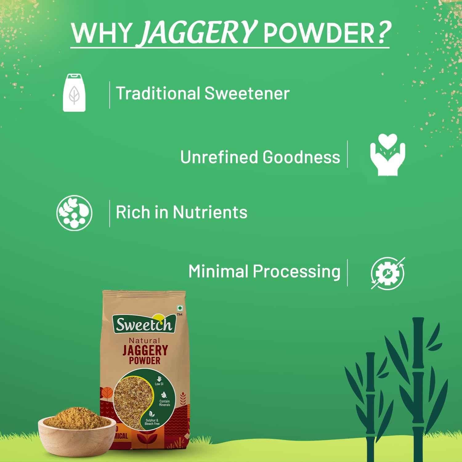 Sweetch Natural Khandsari Sugar (Raw cane Sugar) 1 KG + Jaggery 1 KG Combo