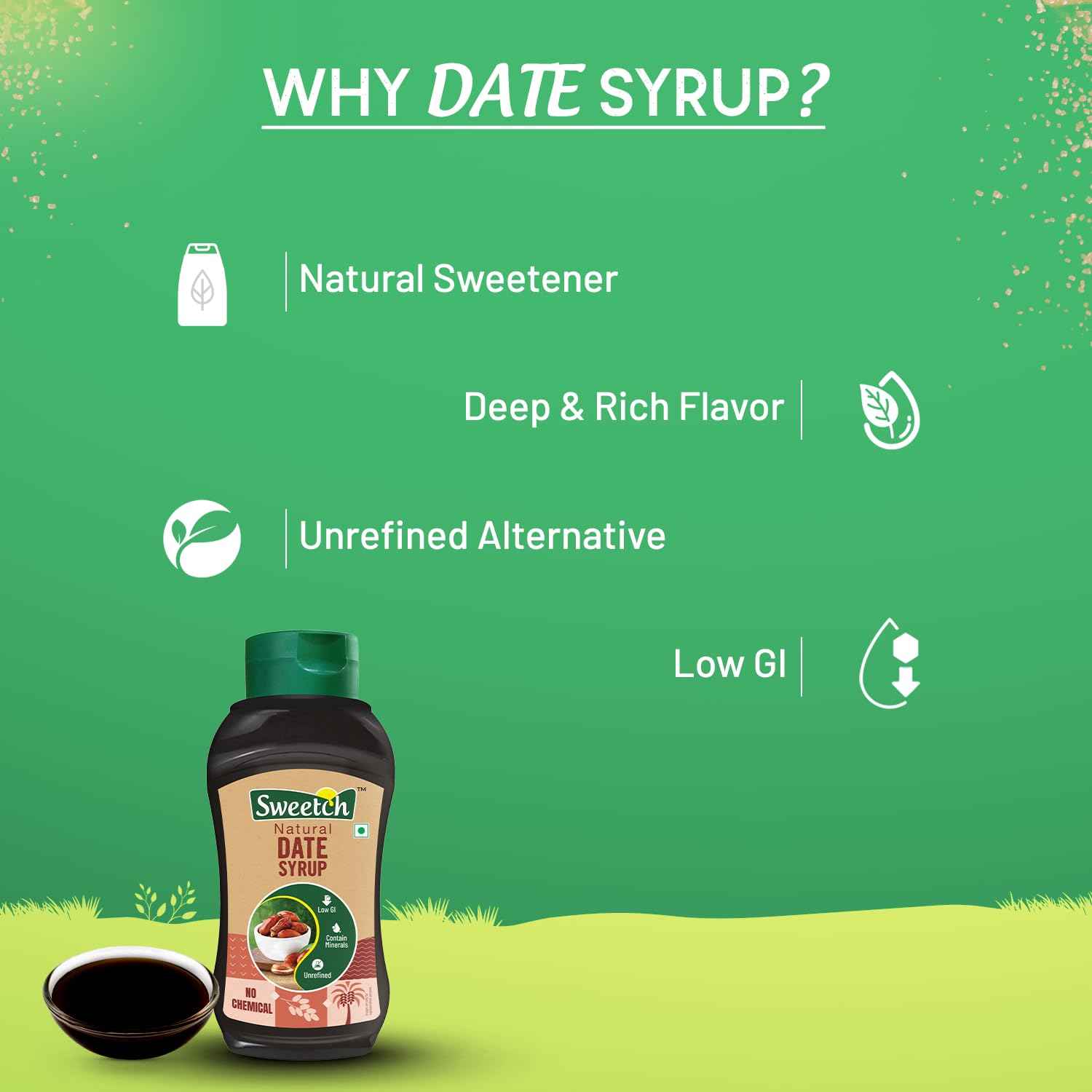 Sweetch Natural Date Sugar 350 GM + Date Syrup 400 GM Combo