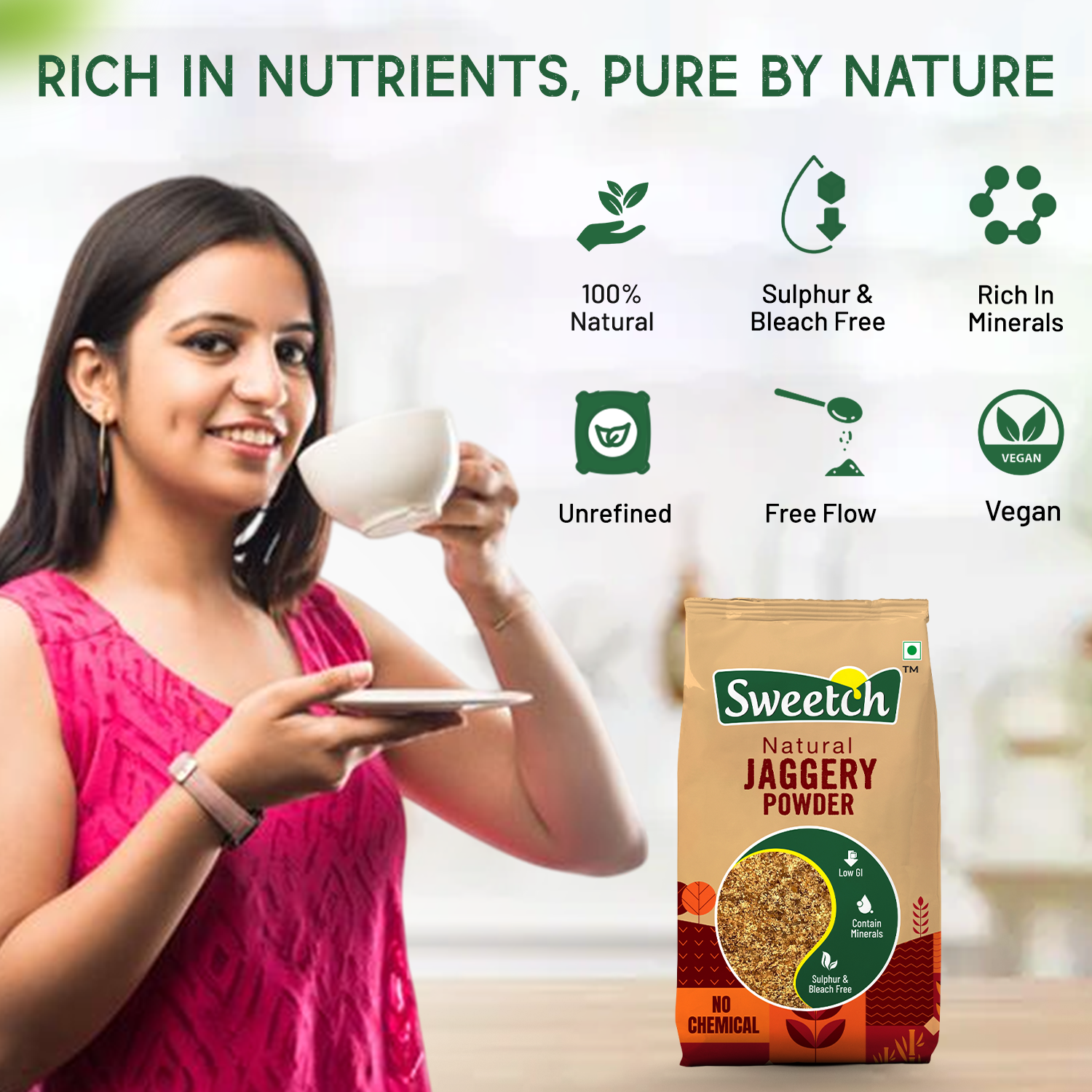 Sweetch Natural Cane Jaggery Powder 1 KG