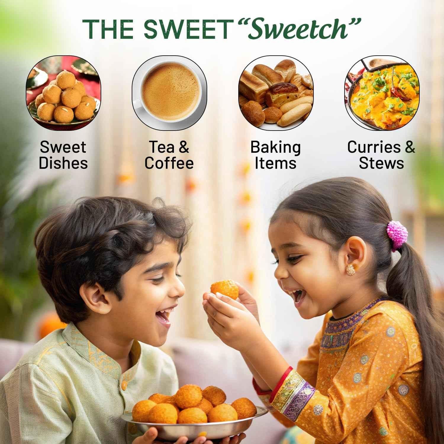 Sweetch Natural Khandsari Sugar (Raw cane Sugar) 1 KG + Jaggery 1 KG Combo