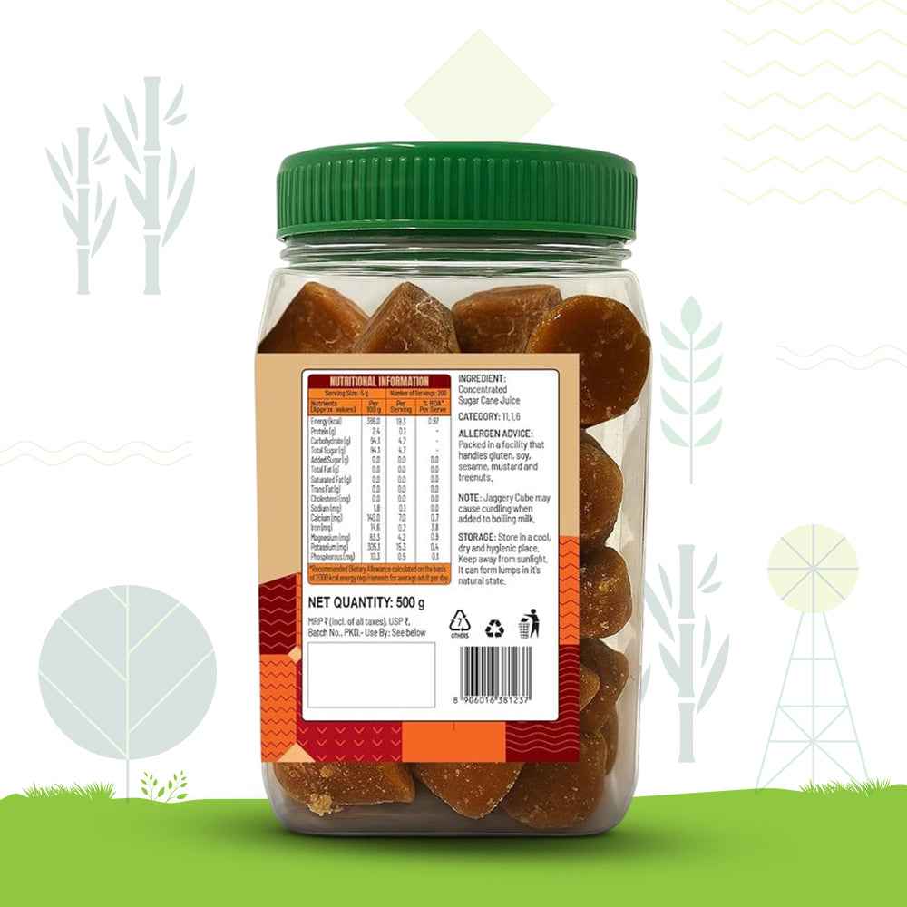 Sweetch Natural Cane Jaggery Cubes 500 GM Jar
