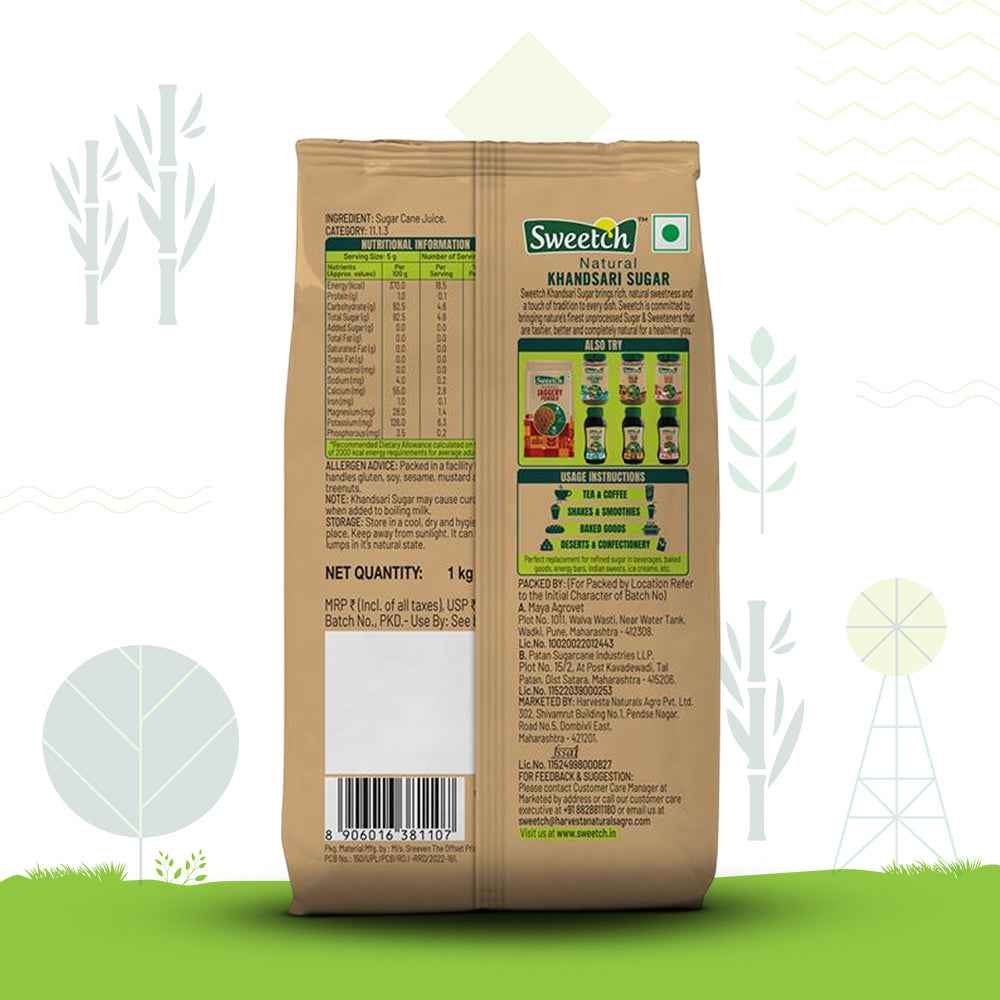 Sweetch Natural Khandsari Sugar (Raw cane Sugar) 1 KG