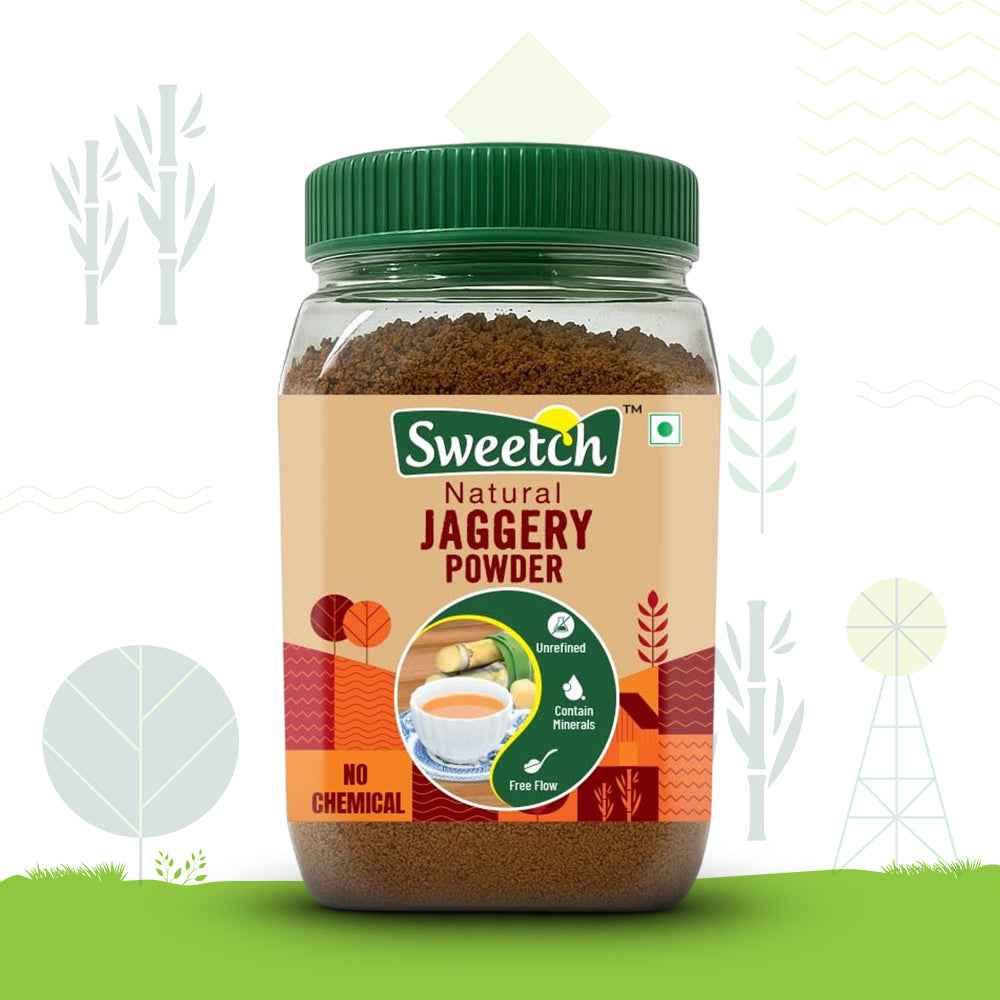 Sweetch Tea Special Natural Cane Jaggery Powder 450 GM Jar