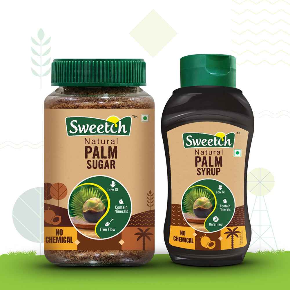 Sweetch Natural Palm Sugar 350 GM + Palm Syrup 400 GM Combo