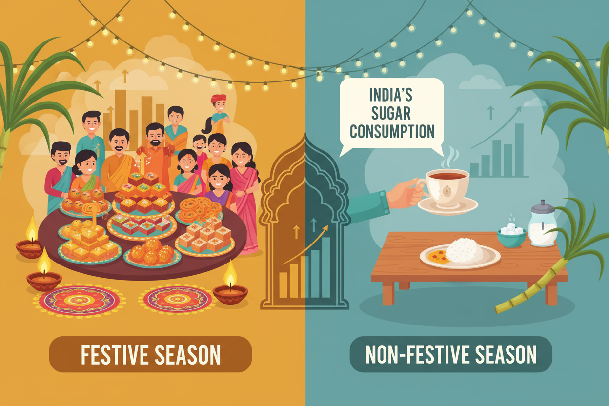India's Sugar consumption in the Festive season VS the Non-Festive season