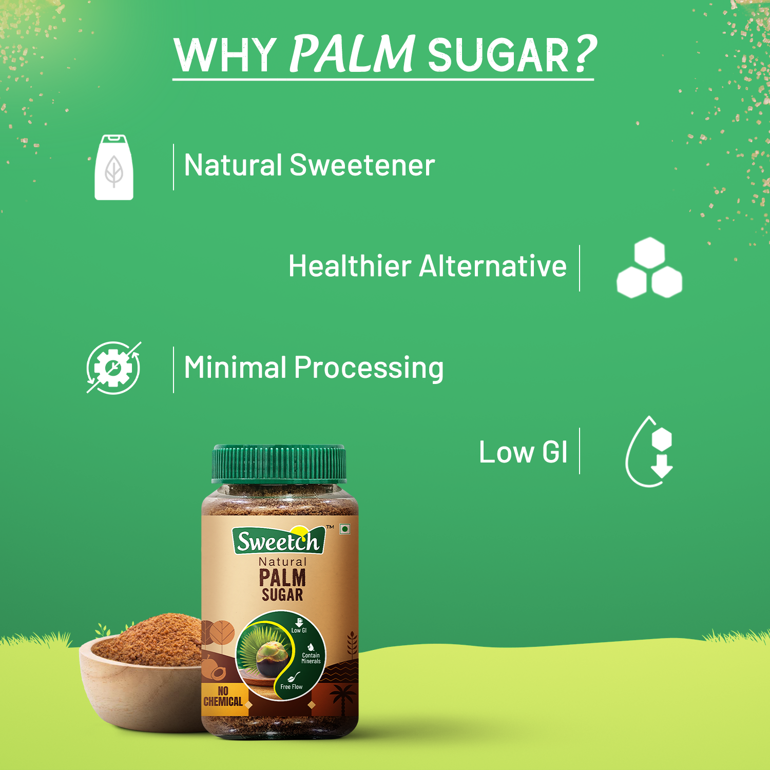 Sweetch Natural Palm Sugar 350 GM Jar
