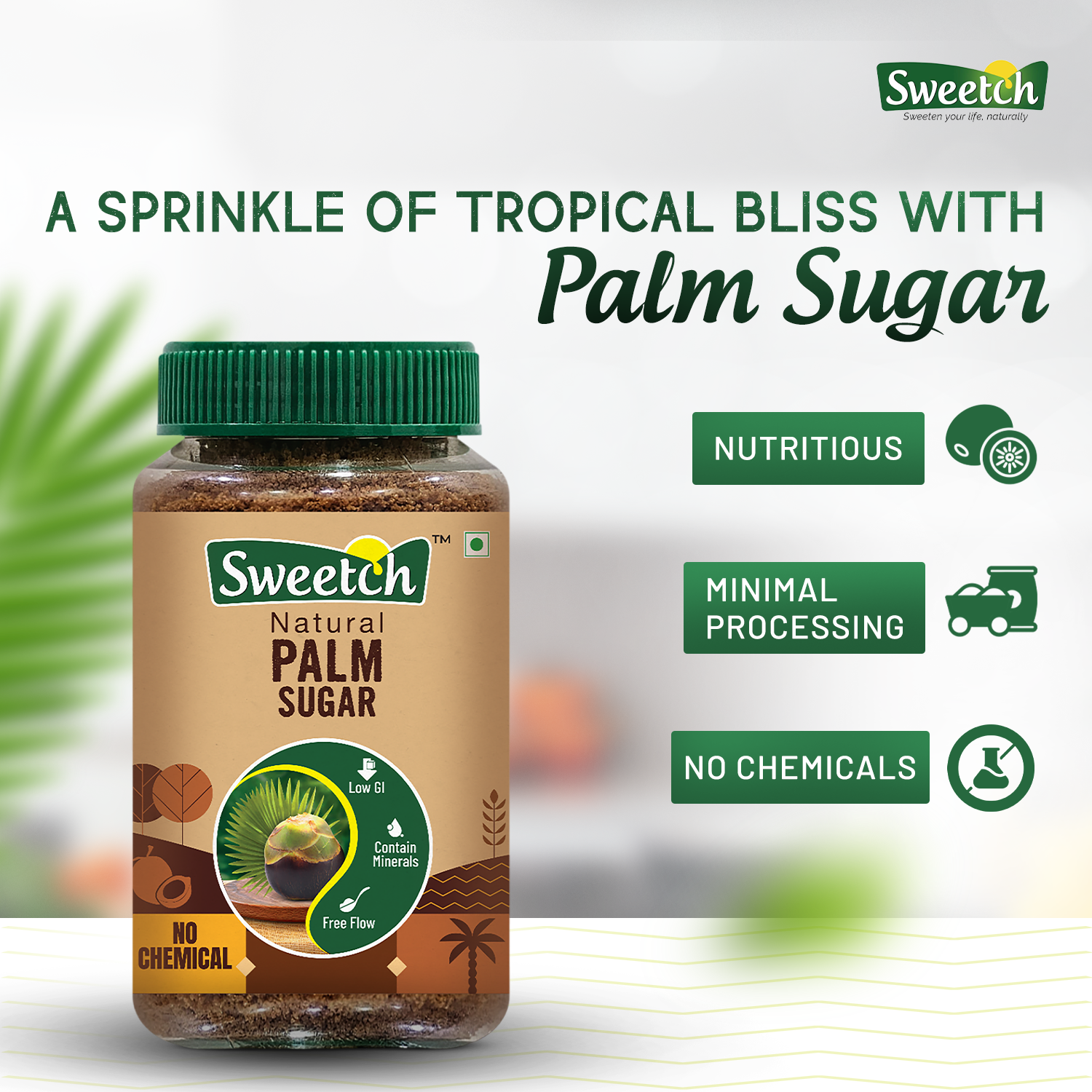 Sweetch Natural Palm Sugar 350 GM Jar