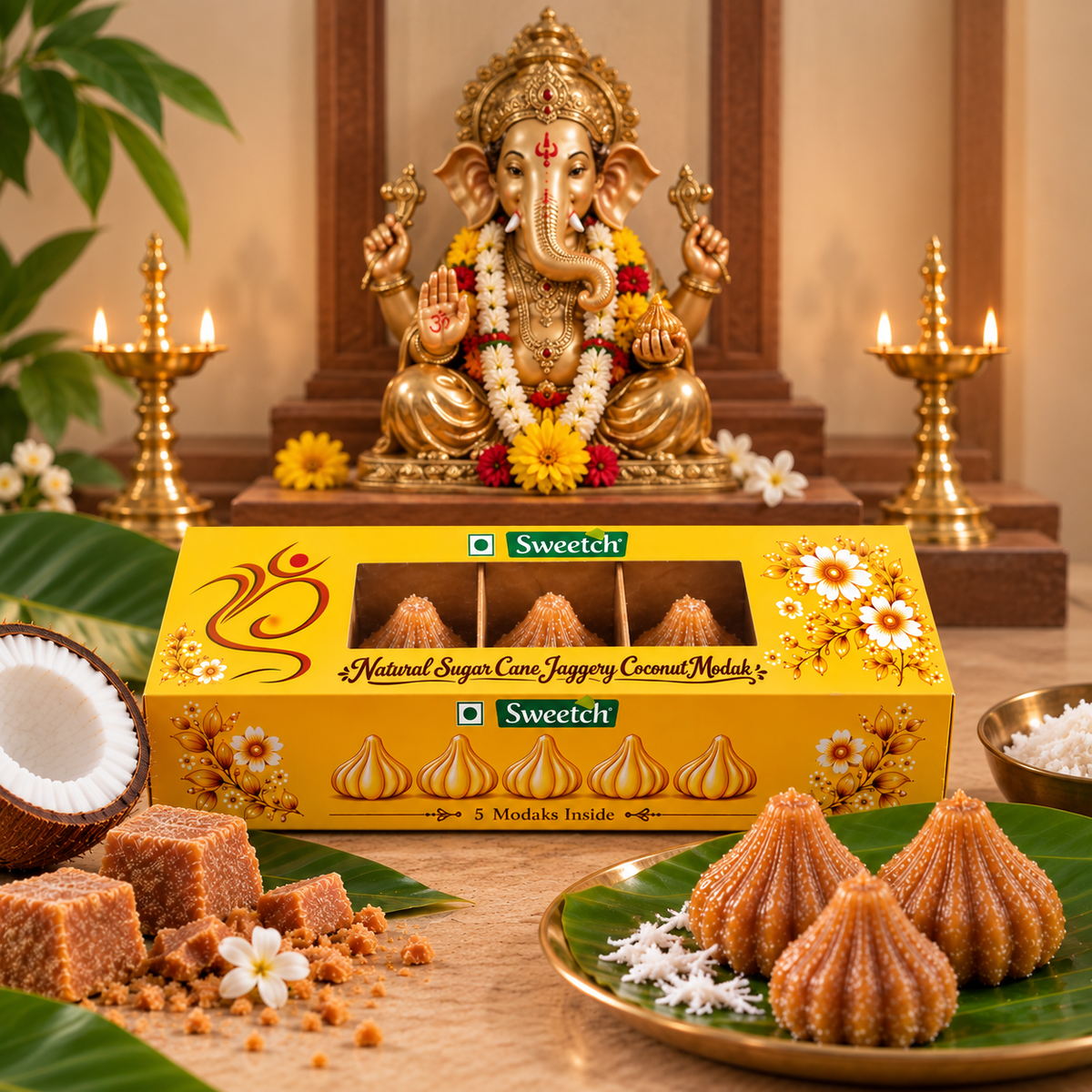 Sweetch Natural Sugar Cane Jaggery Coconut Modak