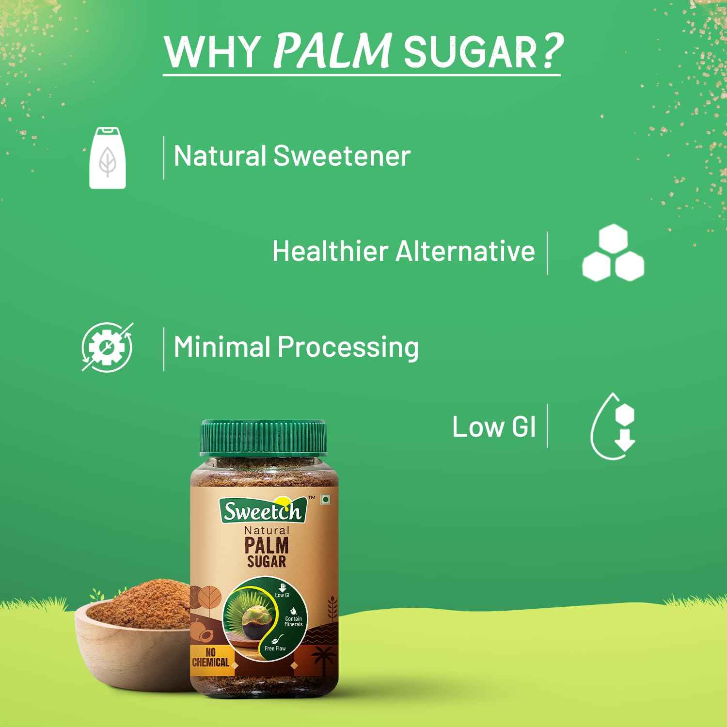 Sweetch Natural Palm Sugar 350 GM Jar