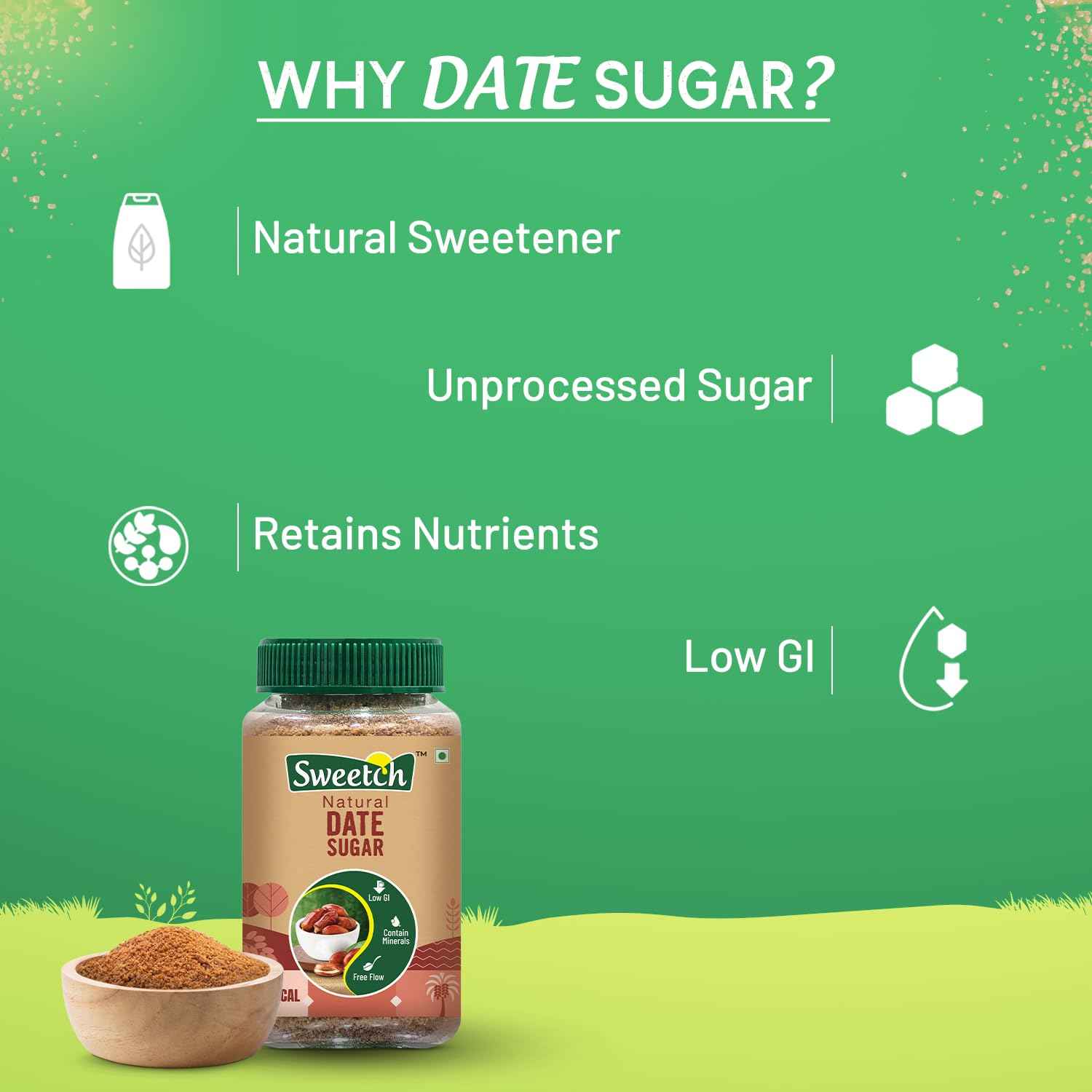 Sweetch Assorted Natural Sugar Pack of 3 (Date + Coconut + Palm) 350 GM
