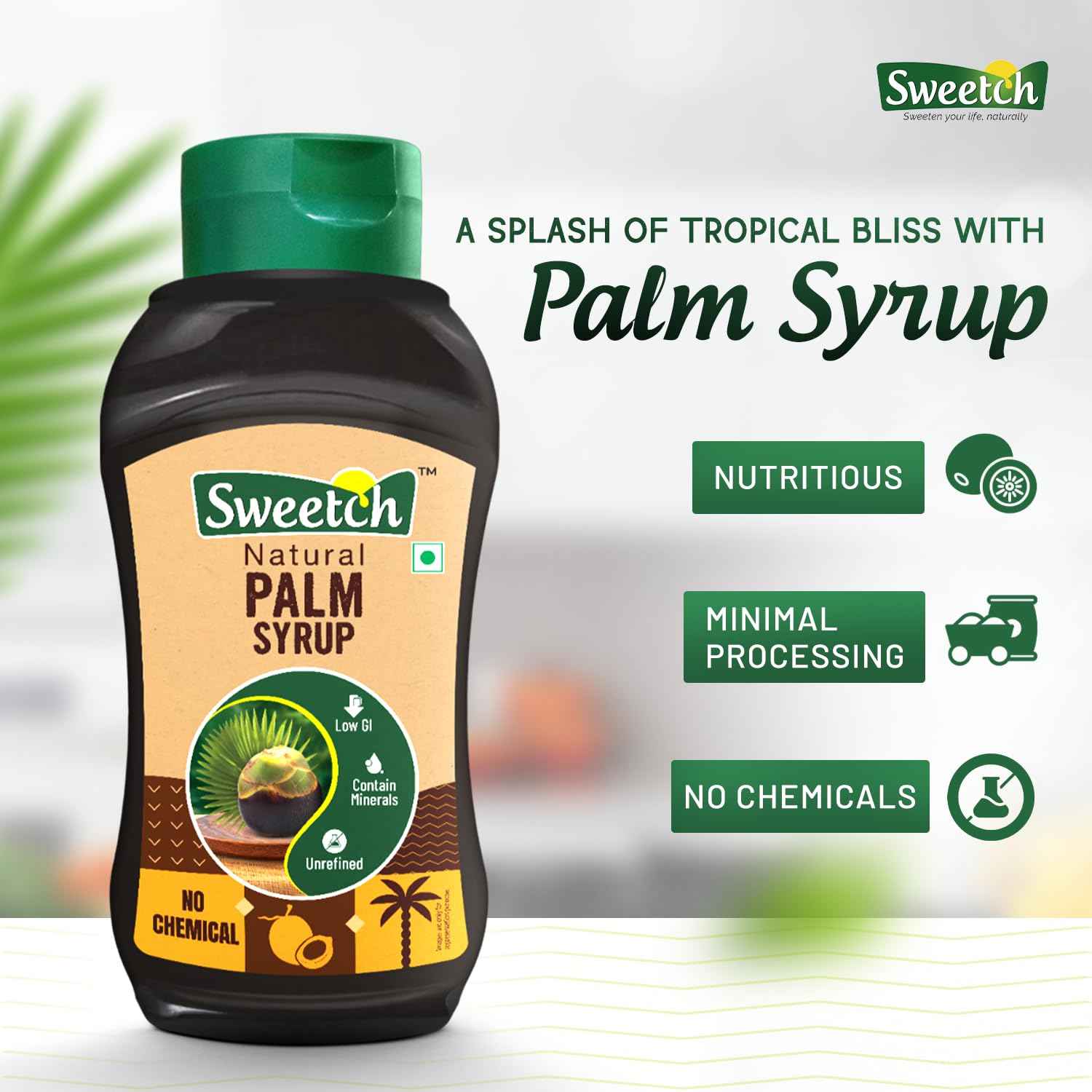 Sweetch Palm Syrup | Pure & Natural | Convenient Squeeze Bottle (400 GM)