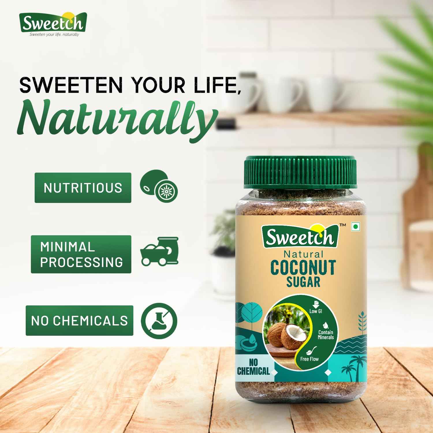 Sweetch Assorted Natural Sugar Pack of 3 (Date + Coconut + Palm) 350 GM