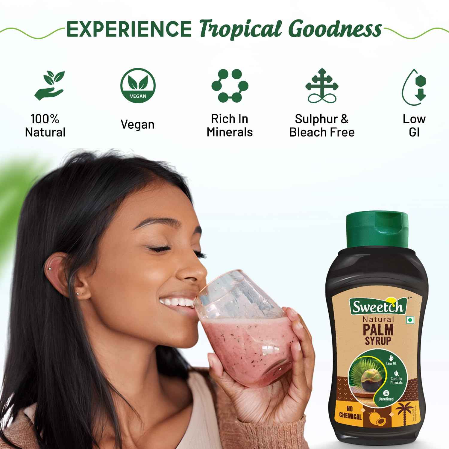 Sweetch Palm Syrup | Pure & Natural | Convenient Squeeze Bottle (400 GM)