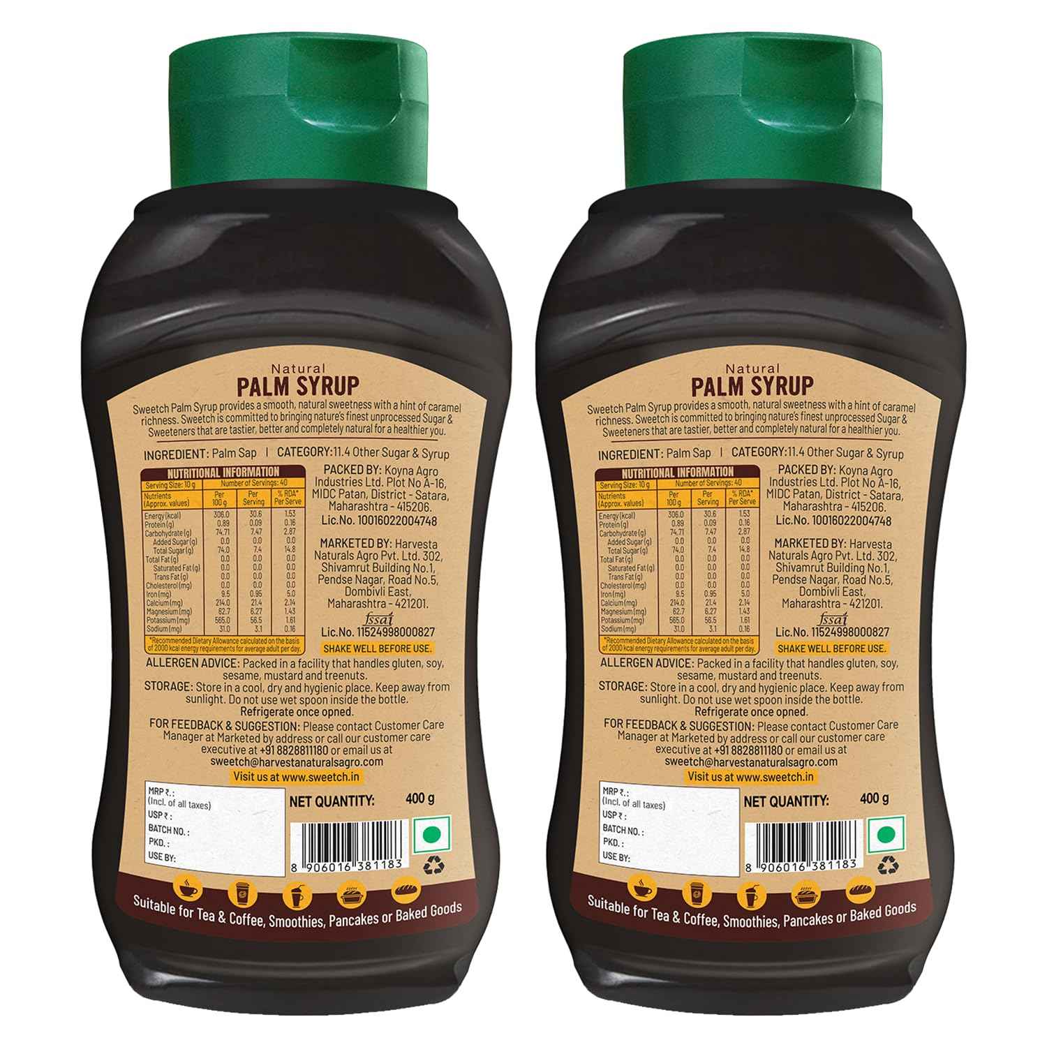 Sweetch Palm Syrup | Pure & Natural | Convenient Squeeze Bottle (400 GM)