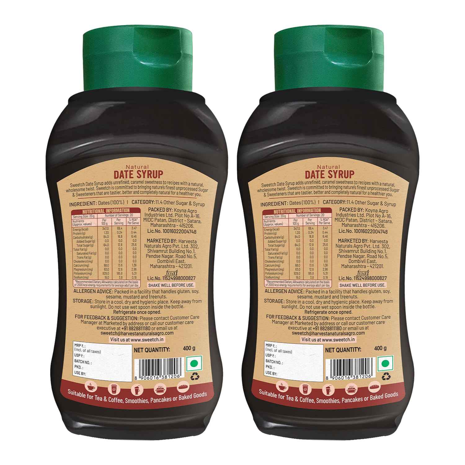 Sweetch Dates Syrup | Convenient Squeeze Bottle (400 gm)