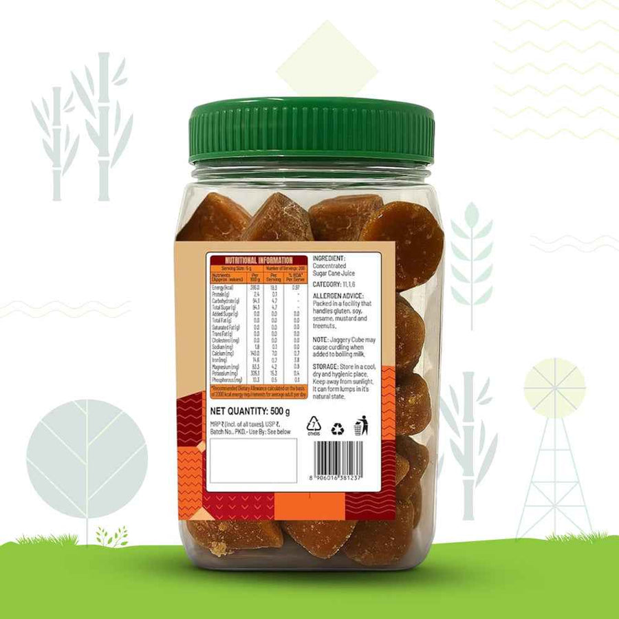 Sweetch Natural Cane Jaggery Cubes 500 GM Jar