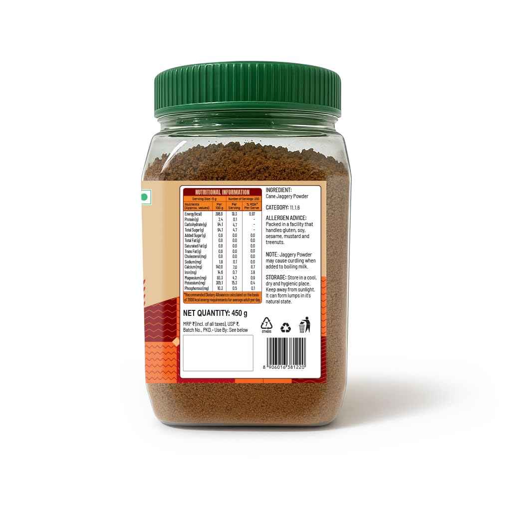 Sweetch Tea Special Natural Cane Jaggery Powder 450 GM Jar